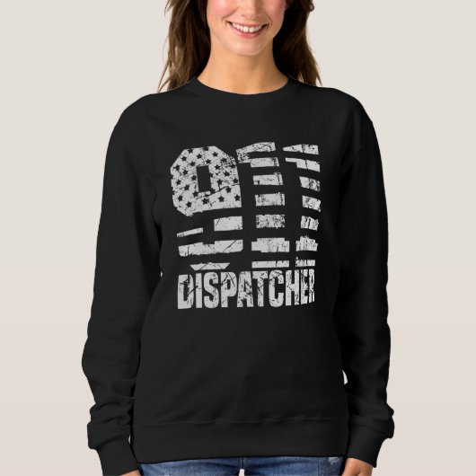 Sweatshirt Dispatcher Us Flag - Thin Gold Line Police 911 Dis (Devant)