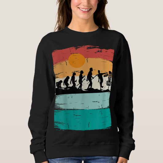 Sweatshirt Disque Golf Evolution Disque Golf Player Flying Di (Devant)