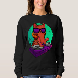 Sweatshirt Disque Jockey Cat Radio Club Dj Turntablist Deejay
