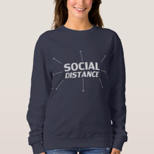 Sweatshirt Distance sociale blanche typographie moderne flèch