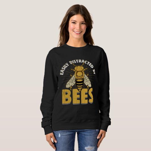 Sweatshirt Distracted By Bees  Beekeeper Beekeeping Honey Gra (Devant entier)
