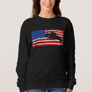Sweatshirt Distress Drapeau Américain Horseback équitation Ch