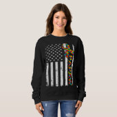 Sweatshirt Distressed Autisme Papaw American Flag Family Matc (Devant entier)