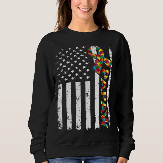 Sweatshirt Distressed Autisme Papaw American Flag Family Matc (Devant)