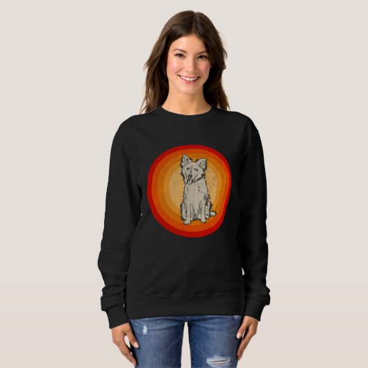 Sweatshirt Distressed Border Collie Dog  Retro Style (Devant entier)