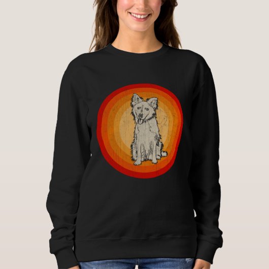 Sweatshirt Distressed Border Collie Dog  Retro Style (Devant)