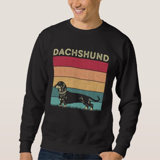 Sweatshirt Distressed Dachshund Dog  Boys Girls Retro Style D (Devant)