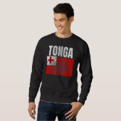 Sweatshirt Distressed Drapeau Tonga Graphique Pour Hommes Fem (Devant entier)