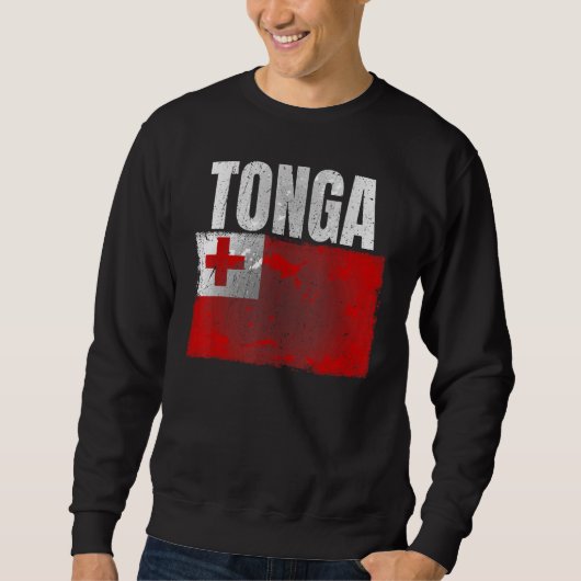 Sweatshirt Distressed Drapeau Tonga Graphique Pour Hommes Fem (Devant)