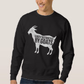 Sweatshirt Distressed Quote Easily Distracted Retro Goats (Devant)
