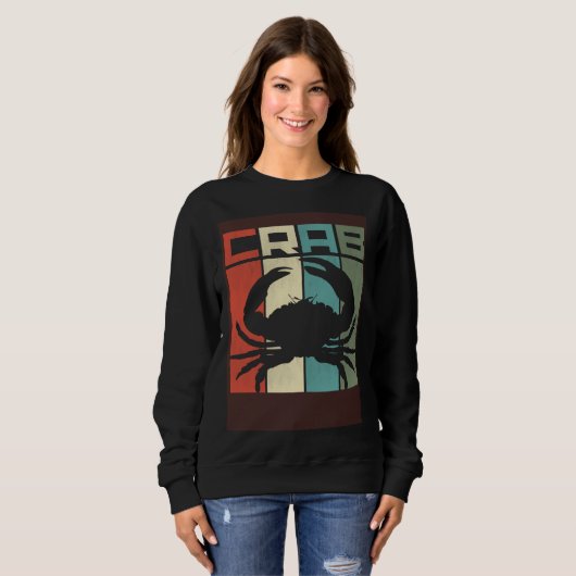 Sweatshirt Distressed Retro Crab Graphic Seafood & Crab (Devant entier)