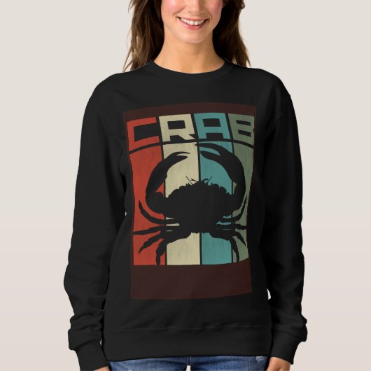 Sweatshirt Distressed Retro Crab Graphic Seafood & Crab (Devant)