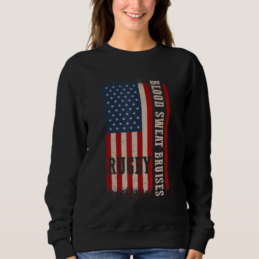 Sweatshirt Distressed Rugby 4th of July USA Rugby American Fl (Devant)