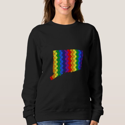 Sweatshirt Distressed State of Connecticut LGBT Rainbow Gay P (Devant)