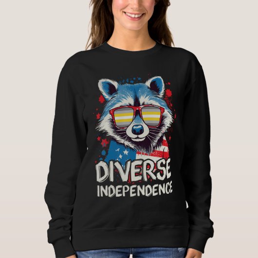 Sweatshirt Diverse Independence Raccoon Demigender Sunglasse (Devant)