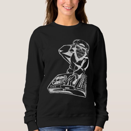 Sweatshirt DJ Monkey Music Party Fun Sunglasses Monkey Headph (Devant)