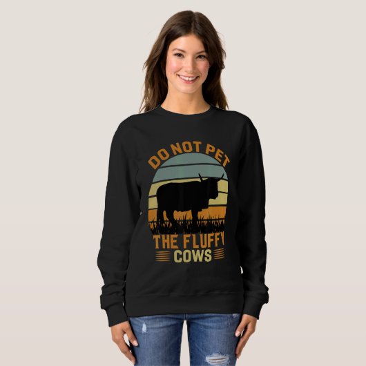 Sweatshirt Do Not Pet The Fluffy Cows Bison_3 (Devant entier)