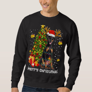 Sweatshirt Doberman Christmas Lights Tree Santa Xmas Dobie do