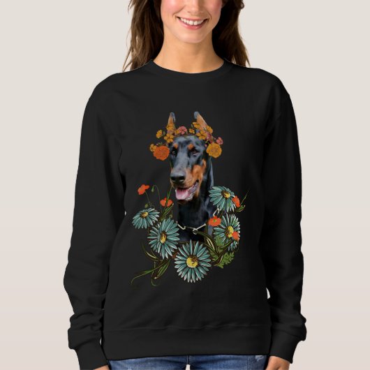 Sweatshirt Doberman Flowers 1151 (Devant)