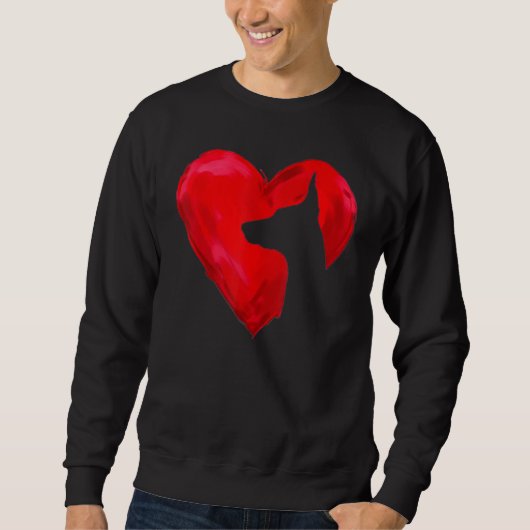 Sweatshirt Doberman Heart silhouette Valentine's Day Dog Love (Devant)
