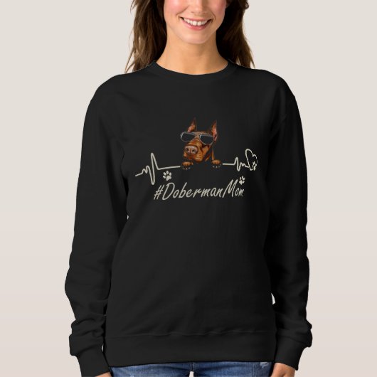 Sweatshirt Doberman Mom Heartbeat With Dog Cool For Mothers D (Devant)