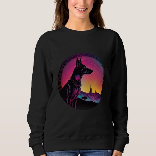Sweatshirt Doberman Pinscher Synthwave 80s Retrowave Aestheti (Devant)