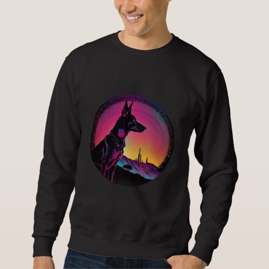 Sweatshirt Doberman Pinscher Synthwave 80s Retrowave Aestheti (Devant)