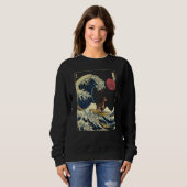 Sweatshirt Dobermann japonais Kanagawa Wave Surf chien (Devant entier)