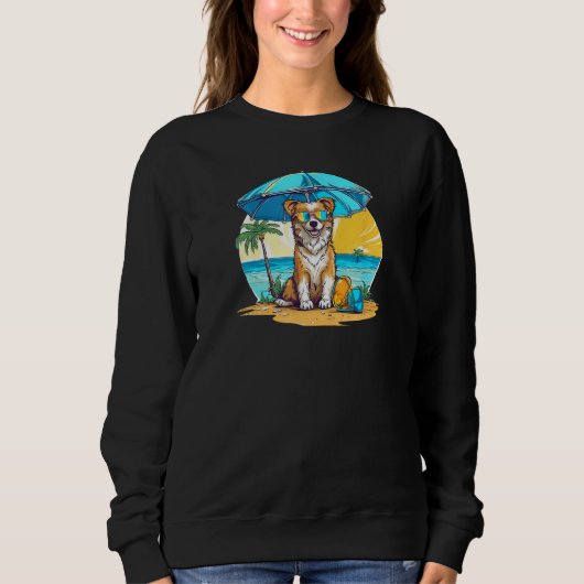 Sweatshirt Dog At Beach Summer Vacation (Devant)