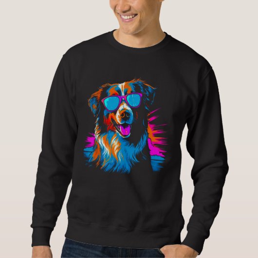 Sweatshirt Dog Australian Shepherd Sunglasses Summer Vacation (Devant)
