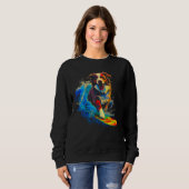 Sweatshirt Dog Australian Shepherd Surfer (Devant entier)
