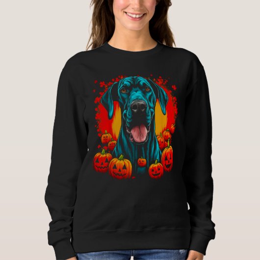 Sweatshirt Dog Great Dane Halloween Theme (Devant)