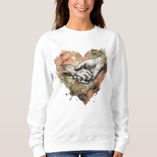 Sweatshirt Dog Lover Human Animal Bond Watercolor Heart (Devant)