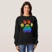 Sweatshirt Dog Paw Print LGBTQ Rainbow Flag Gay Pride Ally Do (Devant entier)