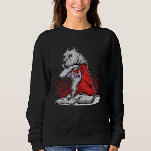 Sweatshirt Dog Pitbull Mom I Love Mom Tattoo Pitbull (Devant)