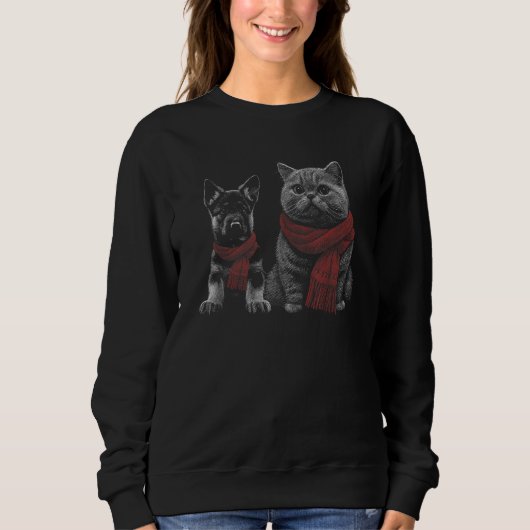 Sweatshirt Dog Puppy German Shepherd and British Shorthair (Devant)