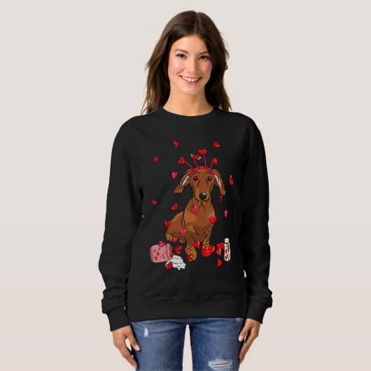 Sweatshirt Dog Valentine Gift Cute Dachshund Valentine's Day (Devant entier)