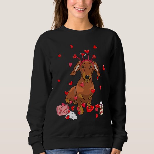 Sweatshirt Dog Valentine Gift Cute Dachshund Valentine's Day (Devant)