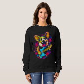 Sweatshirt Dog Welsh Corgi Musician (Devant entier)