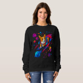Sweatshirt Dog Welsh Corgi Space Planet Universe (Devant entier)