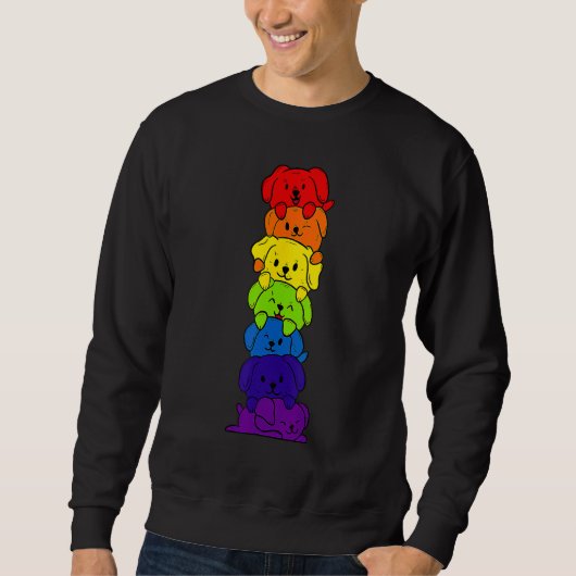 Sweatshirt Dogs Stack Rainbow LGBT Gay Les Trans Pride Pet (Devant)