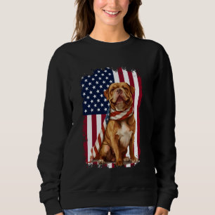 Sweatshirt Dogue de Bordeaux Drapeau américain 4 juillet Bord