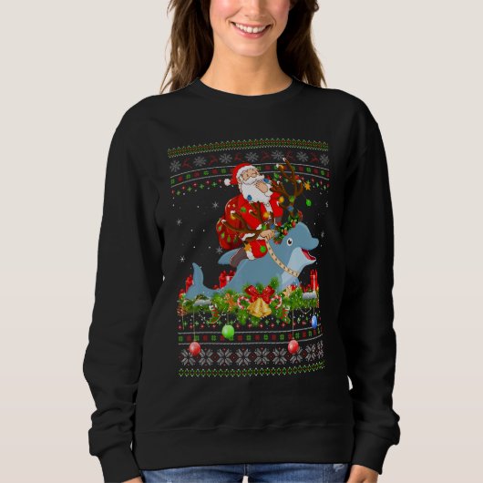 Sweatshirt Dolphin Ugly Santa Riding Dolphin Christmas (Devant)