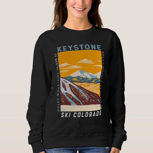 Sweatshirt Domaine skiable d'hiver de Keystone Colorado Vinta (Devant)