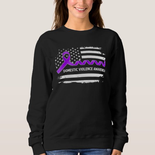 Sweatshirt Domestic Violence Awareness American Flag   Purple (Devant)