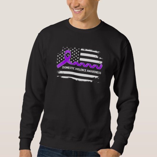 Sweatshirt Domestic Violence Awareness American Flag  Purple  (Devant)