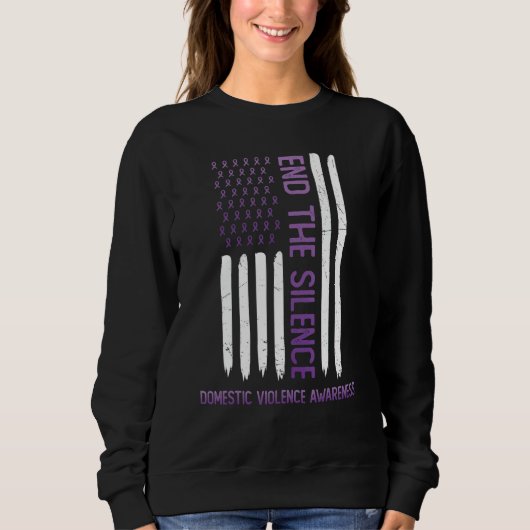Sweatshirt Domestic Violence Awareness Purple USA Flag End Th (Devant)