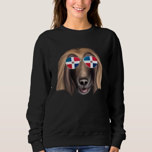 Sweatshirt Dominican Republic Flag Afghan Hound Dog Pocket (Devant)