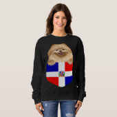 Sweatshirt Dominican Republic Flag Pomeranian Dog In Pocket (Devant entier)