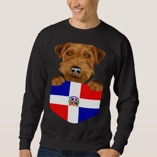 Sweatshirt Dominican Republic Flag Welsh Terrier Dog In Pocke (Devant)